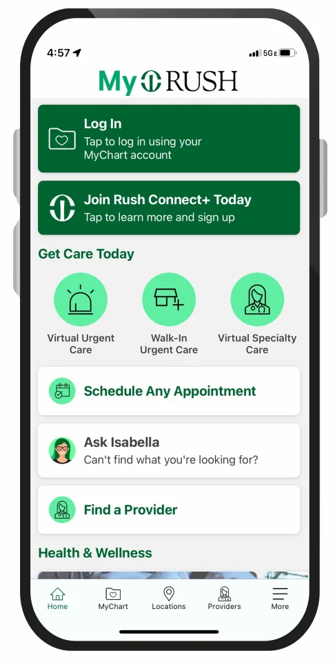 My Rush App opening screen