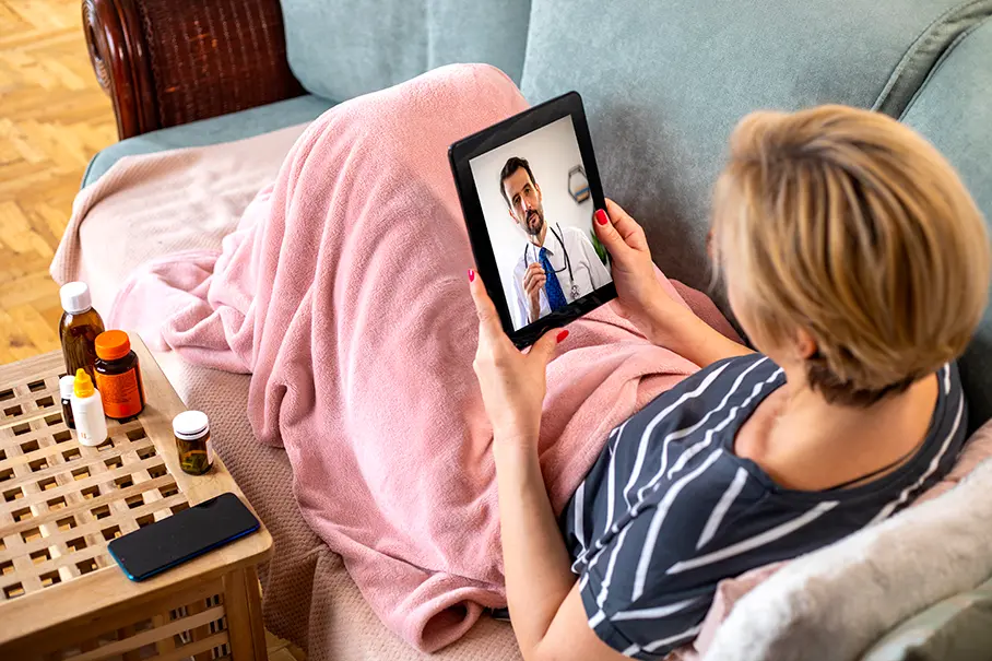 A woman using a tablet