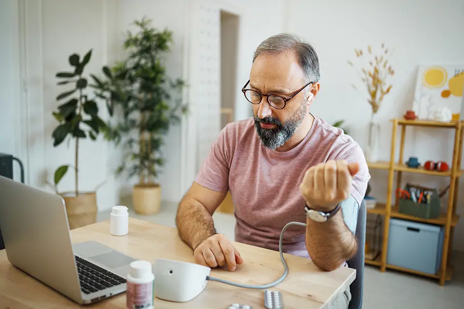 Man in a telemedicine appointment