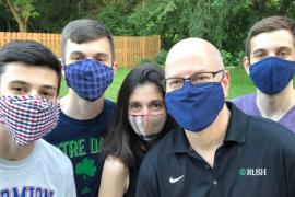 Rush Copley CEO John Diederich and family wearing masks