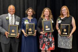 Pictured from left to right are Robert S.D. Higgins, MD, MSHA; Meenakshi Jolly, MD, MSCP; Mary J. Fidler, MD; and Hannah J. Lundberg, PhD.