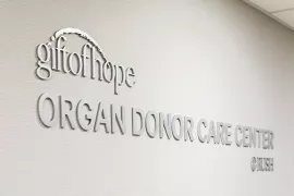 Sign for Organ Donor Care Center at Rush