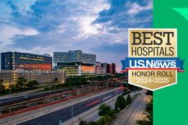 Image of Rush downtown campus with U.S. News Best Hospitals badge