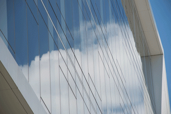 clouds reflection in building exterior