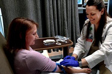 Woman receiving infusion