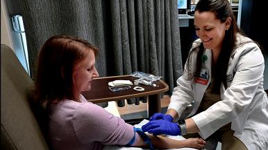 Woman receiving infusion