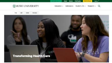 Screen shot of the RUSH University website home page